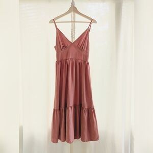 Coral Pink Sundress With Bow, Linen Feel, Breezy Beachy Boho